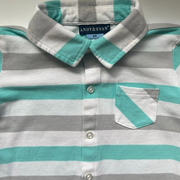 Andy & Evan Toddler Boys Stripped Polo Dress shirt - 3T - Picture 3 of 4